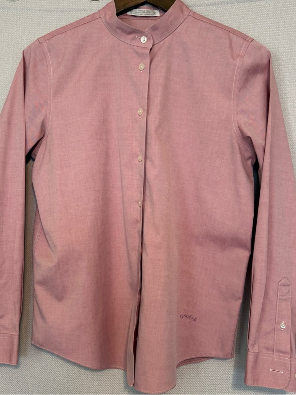 Orvis Women’s Pink Band Collar Button Shirt Size 6